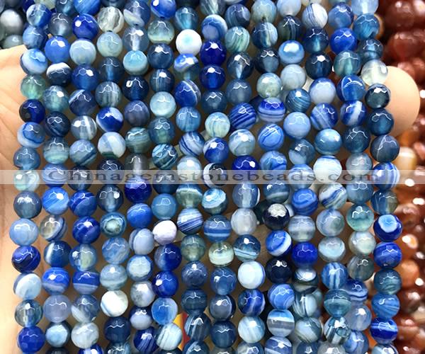 CAA6335 15 inches 6mm faceted round blue banded agate beads