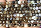 CAA6345 15 inches 6mm faceted round coffee banded agate beads