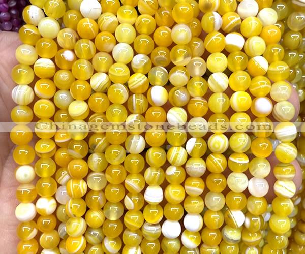 CAA6361 15 inches 6mm round yellow banded agate beads wholesale