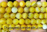 CAA6364 15 inches 12mm round yellow banded agate beads wholesale