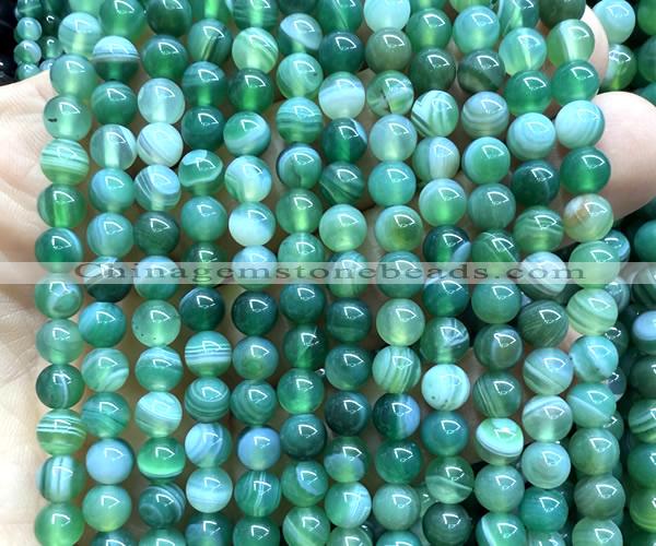 CAA6391 15 inches 6mm round green banded agate beads wholesale