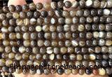 CAA6395 15 inches 4mm round coffee banded agate beads wholesale
