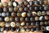 CAA6398 15 inches 10mm round coffee banded agate beads wholesale