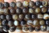 CAA6399 15 inches 12mm round coffee banded agate beads wholesale