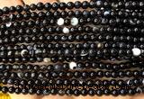 CAA6400 15 inches 4mm round black banded agate beads wholesale