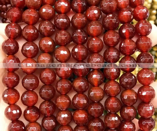 CAA6449 15 inches 12mm faceted round red agate gemstone beads