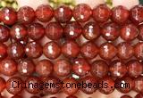 CAA6449 15 inches 12mm faceted round red agate gemstone beads