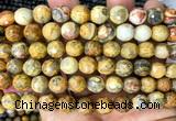 CAA6455 15 inches 10mm faceted round yellow crazy lace agate beads