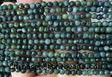 CAA6459 15 inches 4mm faceted round moss agate beads wholesale