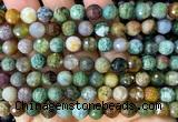 CAA6468 15 inches 8mm faceted round Indian agate beads wholesale