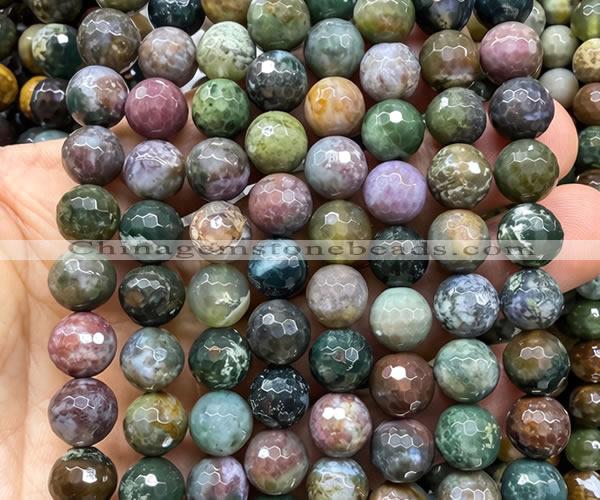CAA6469 15 inches 10mm faceted round Indian agate beads wholesale