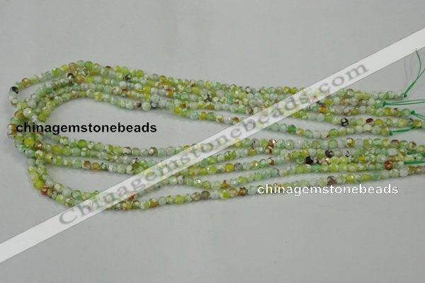 CAA707 15.5 inches 4mm faceted round fire crackle agate beads