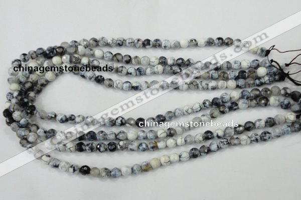 CAA709 15.5 inches 6mm faceted round fire crackle agate beads