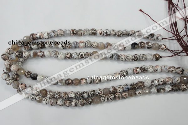 CAA711 15.5 inches 8mm faceted round fire crackle agate beads