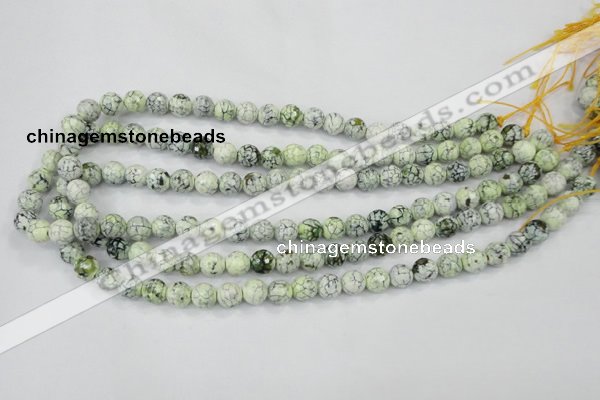 CAA712 15.5 inches 8mm faceted round fire crackle agate beads