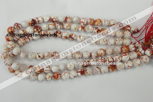 CAA714 15.5 inches 10mm faceted round fire crackle agate beads