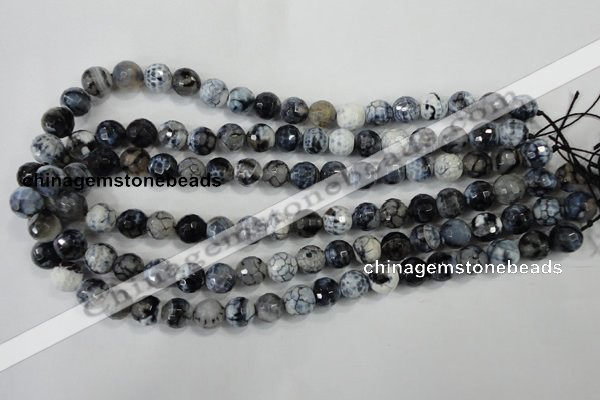 CAA716 15.5 inches 10mm faceted round fire crackle agate beads