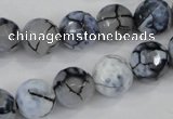 CAA717 15.5 inches 12mm faceted round fire crackle agate beads