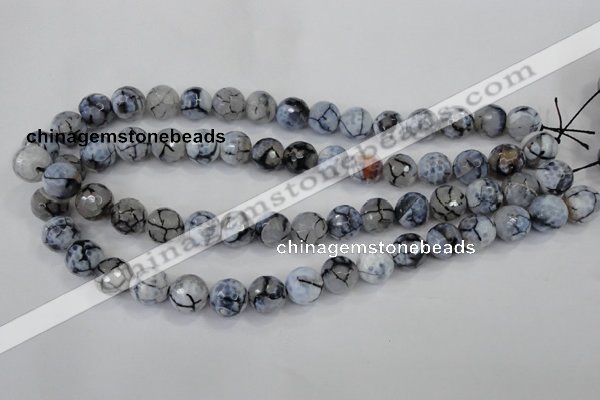 CAA717 15.5 inches 12mm faceted round fire crackle agate beads