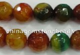 CAA718 15.5 inches 12mm faceted round fire crackle agate beads