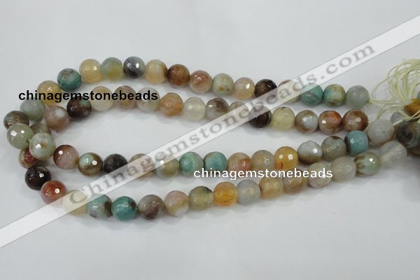 CAA719 15.5 inches 12mm faceted round fire crackle agate beads