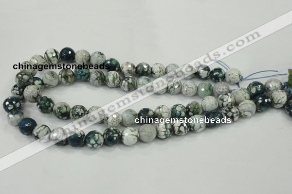 CAA720 15.5 inches 12mm faceted round fire crackle agate beads