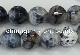 CAA721 15.5 inches 14mm faceted round fire crackle agate beads