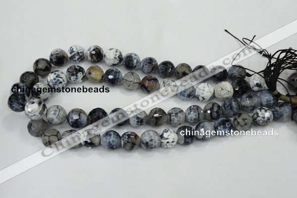 CAA721 15.5 inches 14mm faceted round fire crackle agate beads