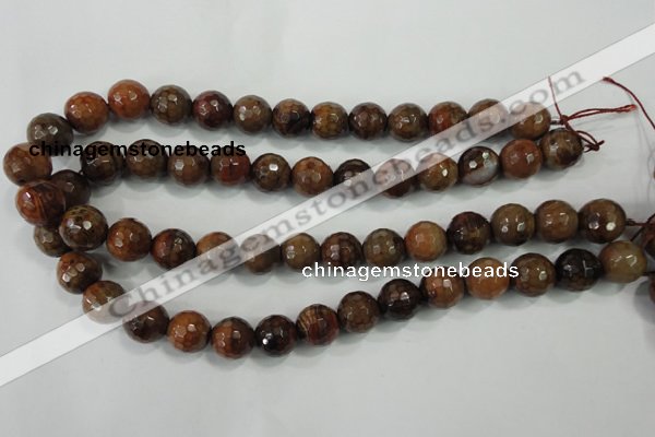 CAA722 15.5 inches 14mm faceted round fire crackle agate beads