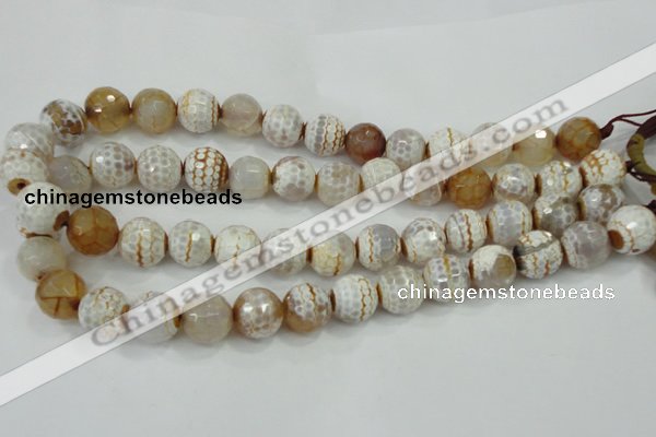 CAA724 15.5 inches 14mm faceted round fire crackle agate beads