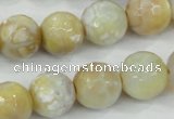 CAA726 15.5 inches 14mm faceted round fire crackle agate beads