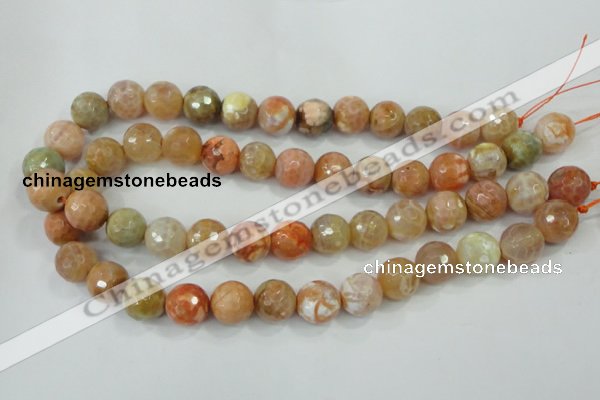 CAA727 15.5 inches 14mm faceted round fire crackle agate beads