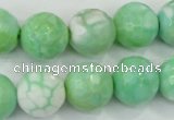 CAA728 15.5 inches 14mm faceted round fire crackle agate beads