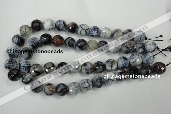 CAA730 15.5 inches 16mm faceted round fire crackle agate beads