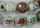 CAA731 15.5 inches 16mm faceted round fire crackle agate beads