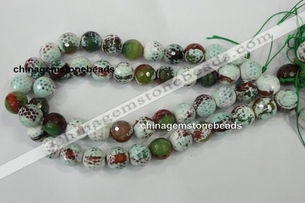 CAA731 15.5 inches 16mm faceted round fire crackle agate beads