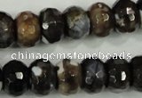 CAA732 10*14mm faceted rondelle fire crackle agate beads