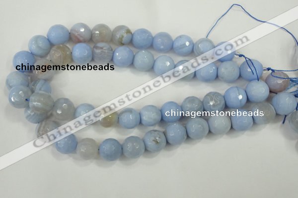 CAA739 15.5 inches 14mm faceted round blue lace agate beads wholesale