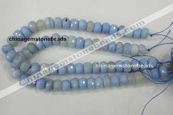 CAA742 15.5 inches 10*14mm faceted rondelle blue lace agate beads