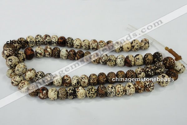 CAA755 15.5 inches 10*14mm rondelle wooden agate beads wholesale