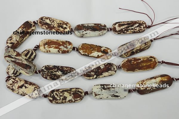 CAA756 15.5 inches 16*40mm rectangle wooden agate beads wholesale