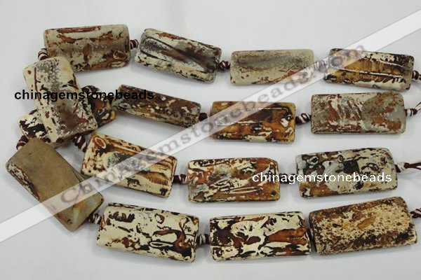 CAA757 15.5 inches 21*41mm rectangle wooden agate beads wholesale