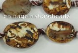 CAA760 15.5 inches 14*18mm twisted oval wooden agate beads