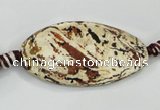 CAA761 15.5 inches 21*40mm twisted oval wooden agate beads