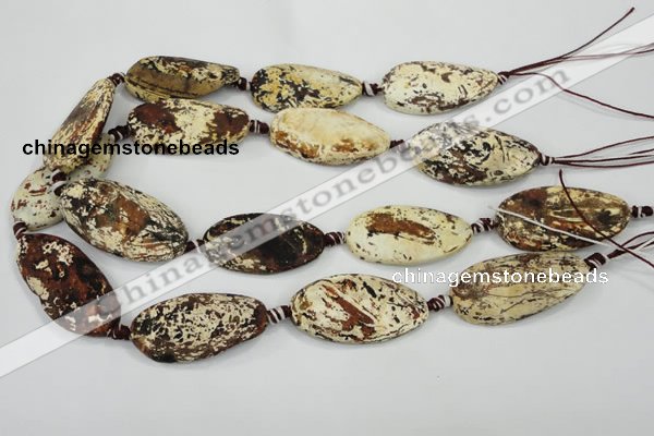 CAA761 15.5 inches 21*40mm twisted oval wooden agate beads