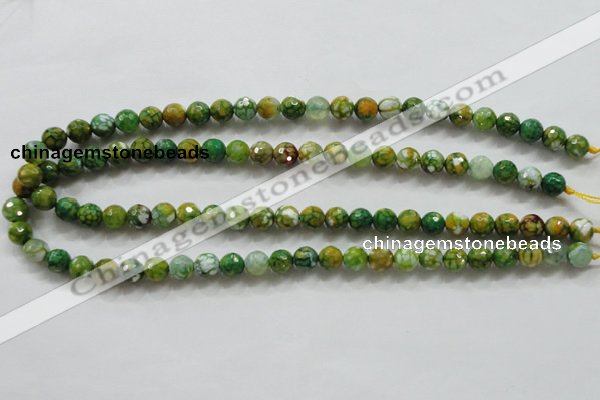 CAA790 15.5 inches 8mm faceted round fire crackle agate beads