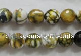 CAA797 15.5 inches 10mm faceted round fire crackle agate beads