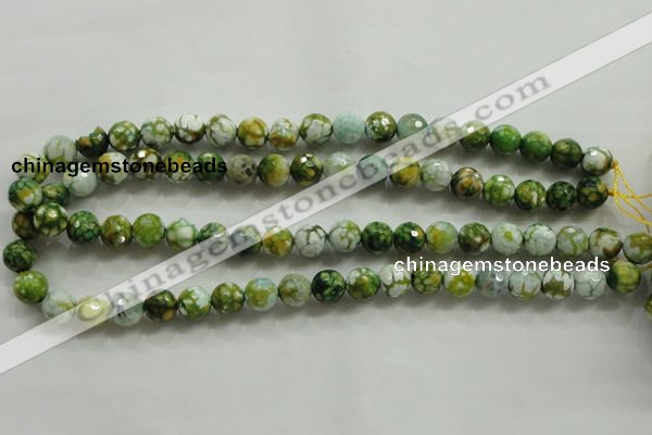 CAA801 15.5 inches 10mm faceted round fire crackle agate beads