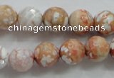 CAA803 15.5 inches 12mm faceted round fire crackle agate beads