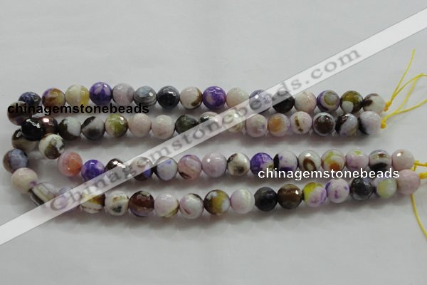 CAA804 15.5 inches 12mm faceted round fire crackle agate beads